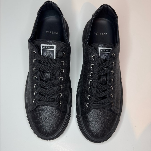 New! Never worn! Versace Black Glitter Low-Top Sneakers!